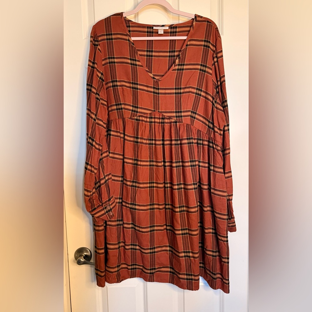Knox Rose Plaid Mini Dress in Rust and Black